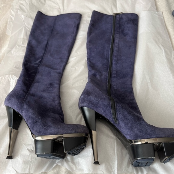 Gianmarco Lorenzi Purple Knee-High Boots - Picture 11 of 12